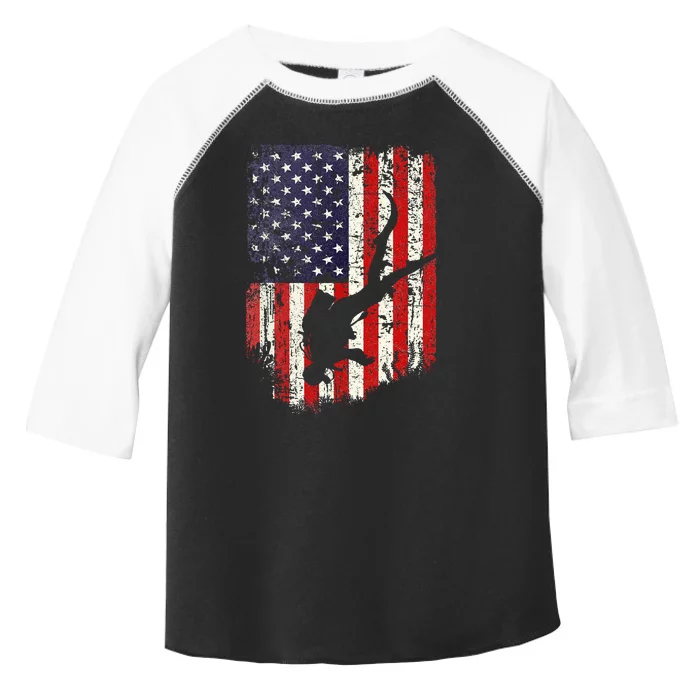 Scuba Diver Scuba Diving American Flag Toddler Fine Jersey T-Shirt