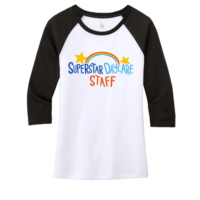 Superstar Daycare Staff Trendy Apparel Women's Tri-Blend 3/4-Sleeve Raglan Shirt