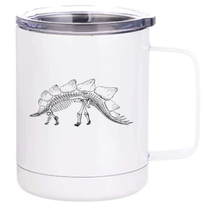 Stegosaurus Dinosaur Skeleton Illustration Art Graphic Bones Great Gift Front & Back 12oz Stainless Steel Tumbler Cup