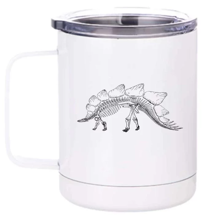 Stegosaurus Dinosaur Skeleton Illustration Art Graphic Bones Great Gift Front & Back 12oz Stainless Steel Tumbler Cup