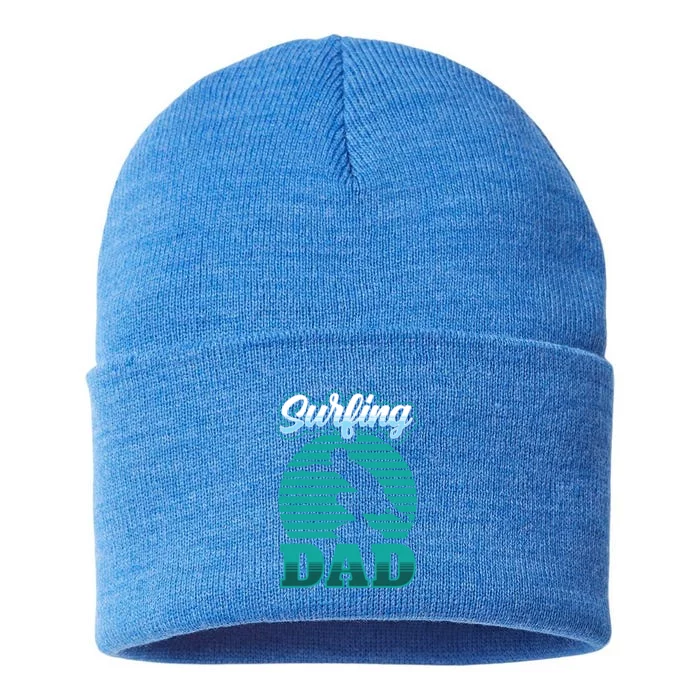 Surfing Dad Surfer Sayings Surf Surfboard Father Daddy Papa Cool Gift Sustainable Knit Beanie