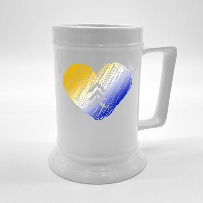 Support Down Syndrome Heart Front & Back Beer Stein