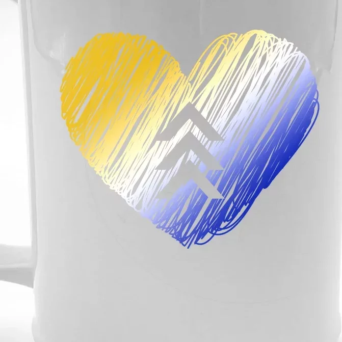 Support Down Syndrome Heart Front & Back Beer Stein