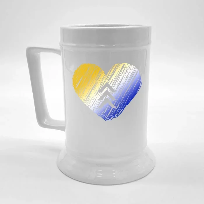 Support Down Syndrome Heart Front & Back Beer Stein