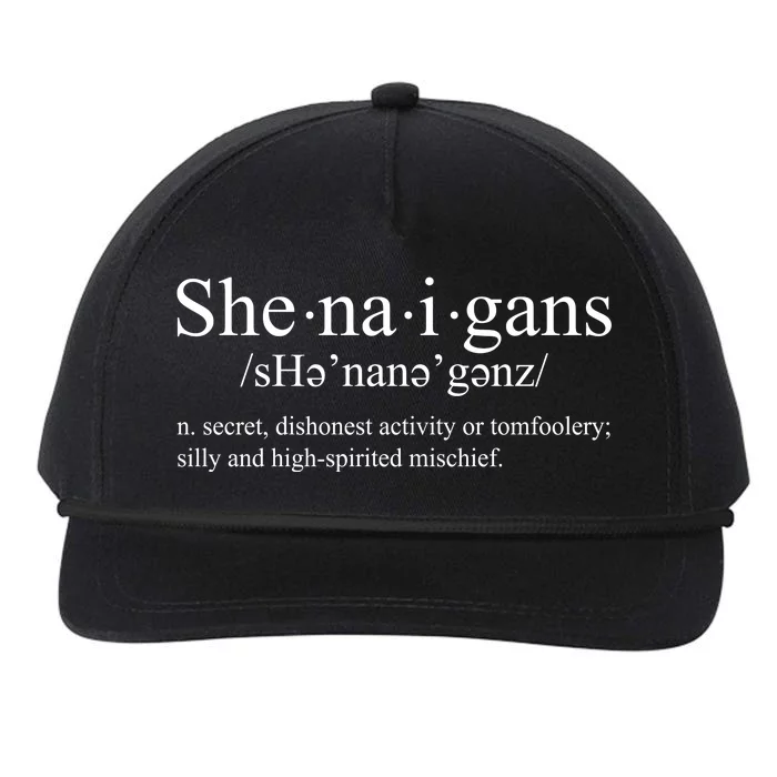 Shenanigans Definition St Patricks Day Funny Snapback Five-Panel Rope Hat