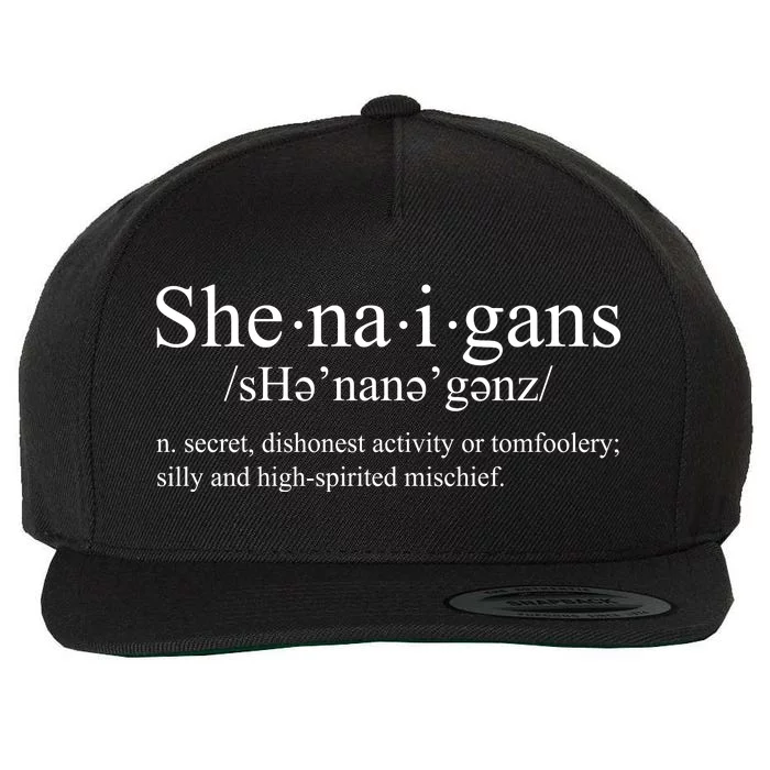 Shenanigans Definition St Patricks Day Funny Wool Snapback Cap