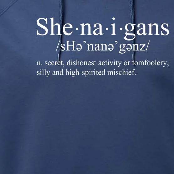 Shenanigans Definition St Patricks Day Funny Performance Fleece Hoodie