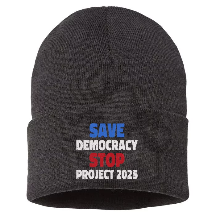 Save Democracy Stop Project 2025 Presidential Election Design Sustainable Knit Beanie