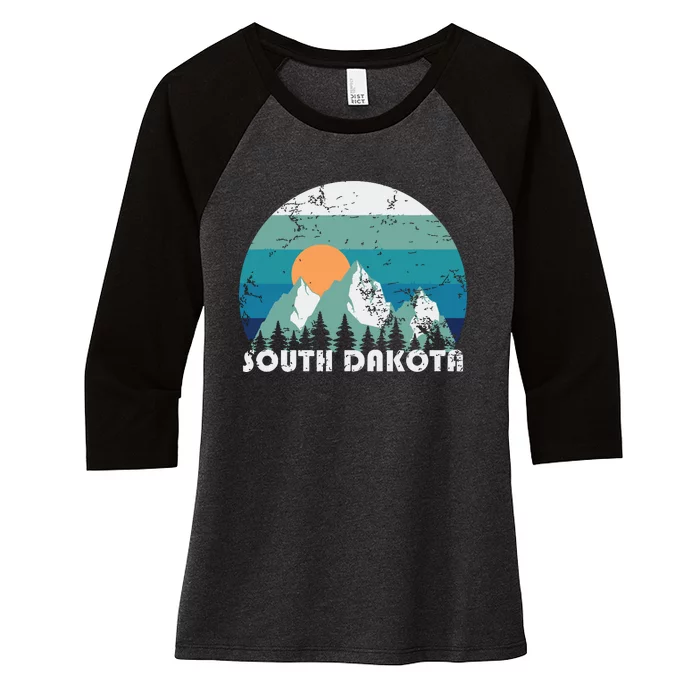 South Dakota State Retro Vintage Women's Tri-Blend 3/4-Sleeve Raglan Shirt