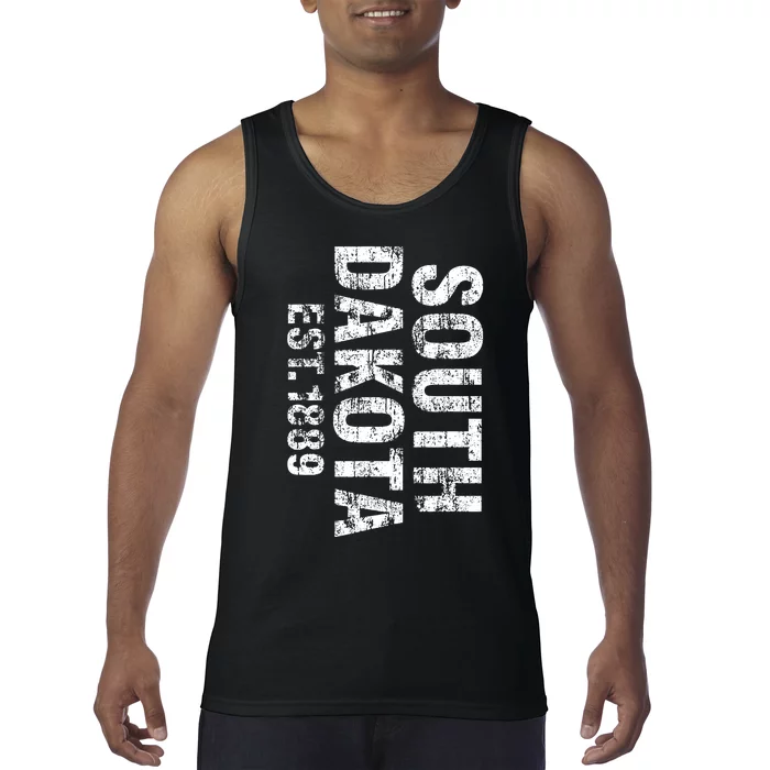 South Dakota State Patriotic American Usa Distressed Design Tank Top