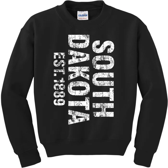 South Dakota State Patriotic American Usa Distressed Design Kids Sweatshirt