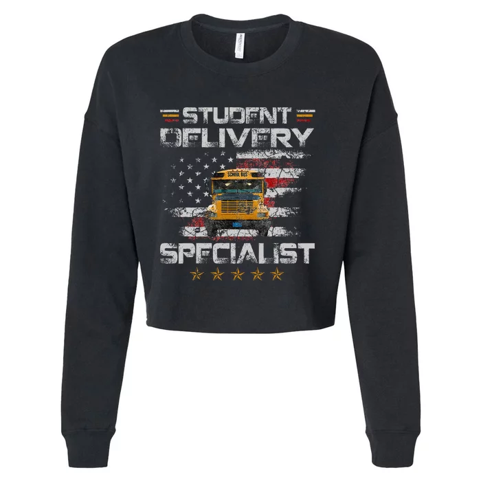 Student Delivery Specialist Funny School Bus Driver Cropped Pullover Crew