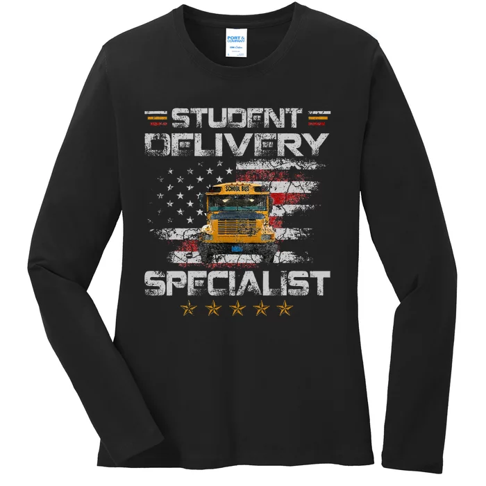 Student Delivery Specialist Funny School Bus Driver Ladies Long Sleeve Shirt