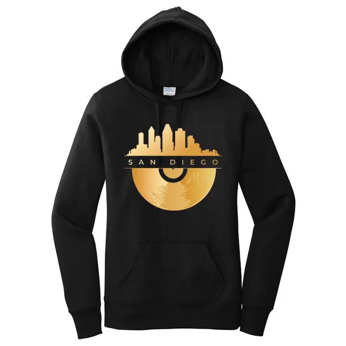 San Diego Skyline Vinyl Record California Music Souvenir Women's Pullover Hoodie