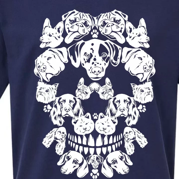 Skull Dog Skeleton Halloween Costume Scary Carnival Sueded Cloud Jersey T-Shirt