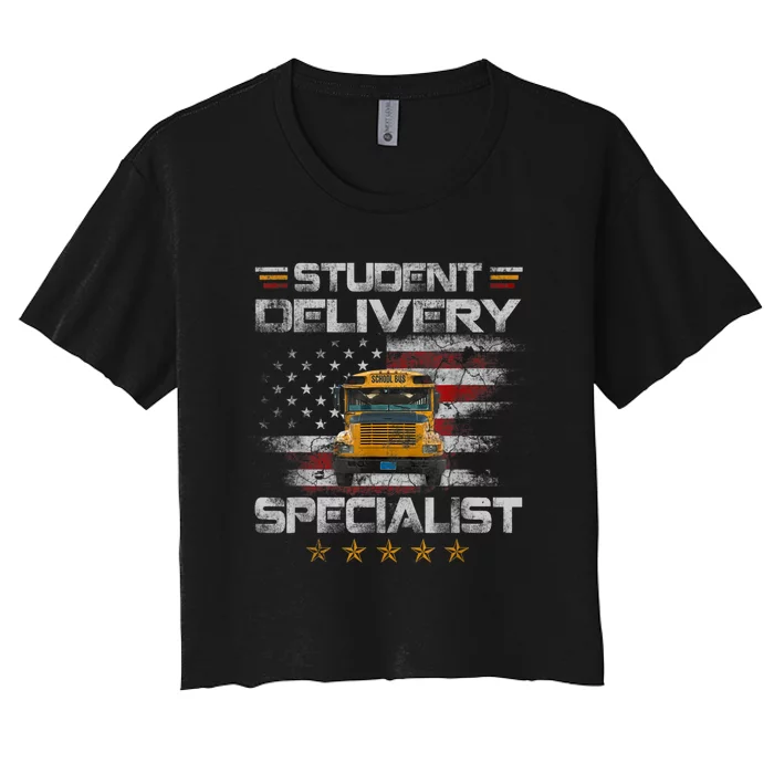 Student Delivery Specialist Funny School Bus Driver Men Women's Crop Top Tee