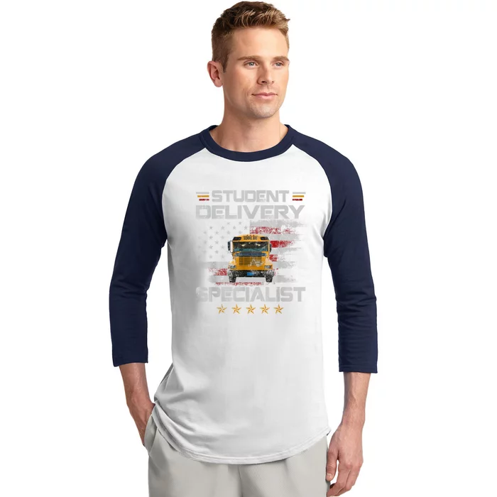 Student Delivery Specialist Funny School Bus Driver Men Baseball Sleeve Shirt