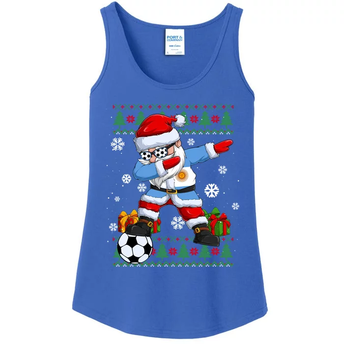 Soccer Dabbing Santa Argentina Flag Ugly Christmas Sweater Gift Ladies Essential Tank