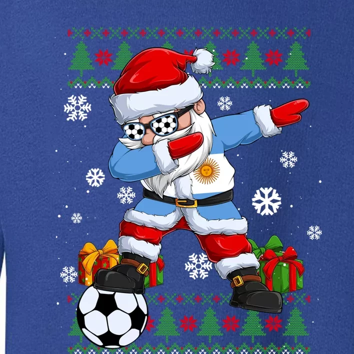 Soccer Dabbing Santa Argentina Flag Ugly Christmas Sweater Gift Toddler Sweatshirt