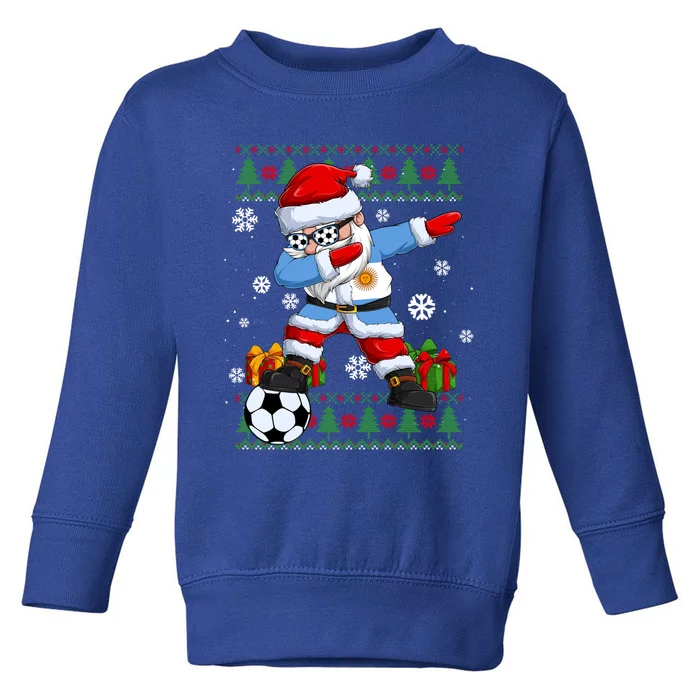 Soccer Dabbing Santa Argentina Flag Ugly Christmas Sweater Gift Toddler Sweatshirt