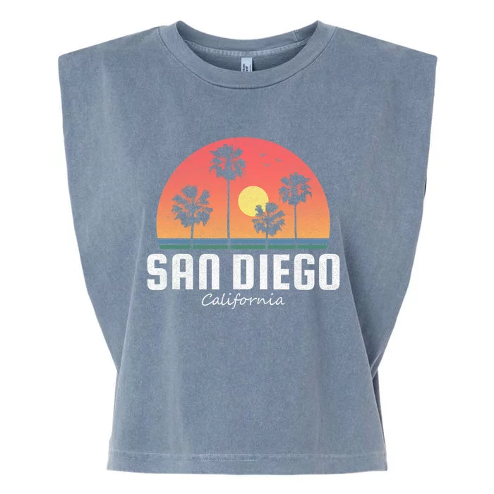 San Diego Shirt Vintage Retro Beach Sunset Garment-Dyed Women's Muscle Tee