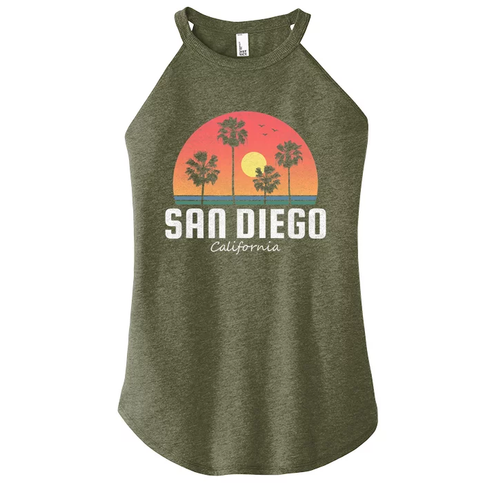 San Diego Shirt Vintage Retro Beach Sunset Women’s Perfect Tri Rocker Tank