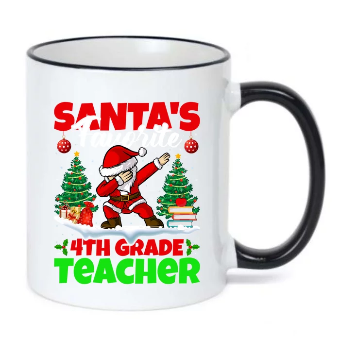 Santa Dabbing SantaS Favorite 4th Grade Teacher Christmas Gift Black Color Changing Mug