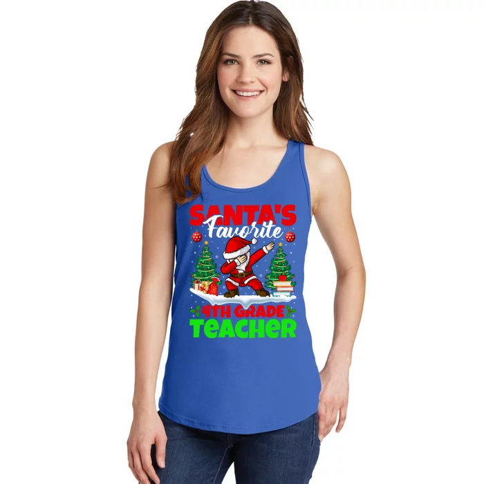 Santa Dabbing SantaS Favorite 4th Grade Teacher Christmas Gift Ladies Essential Tank