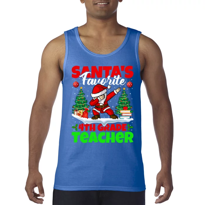 Santa Dabbing SantaS Favorite 4th Grade Teacher Christmas Gift Tank Top