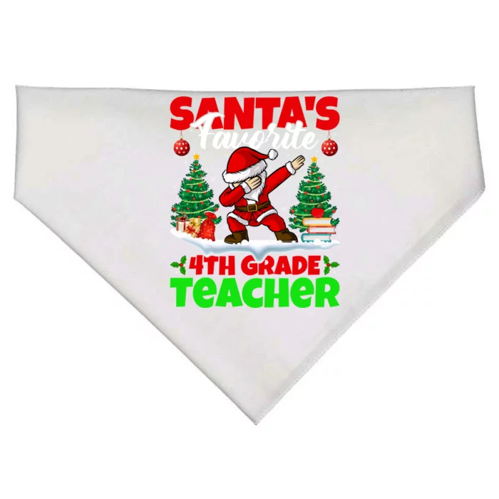 Santa Dabbing SantaS Favorite 4th Grade Teacher Christmas Gift USA-Made Doggie Bandana