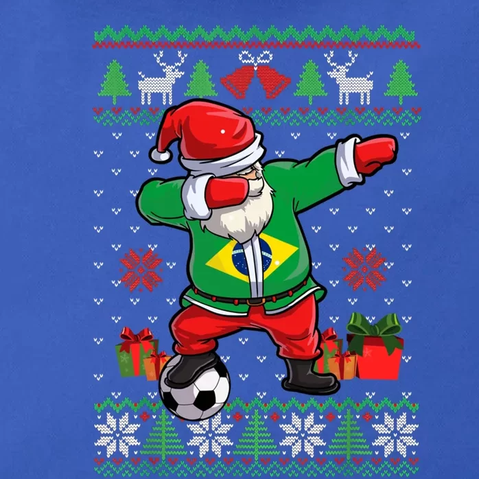 Soccer Dabbing Santa Brazil Flag Ugly Christmas Sweater Meaningful Gift Zip Tote Bag