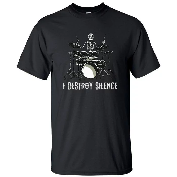 Skeleton Drummer Skull Drum Set Metal Rock Band Tall T-Shirt