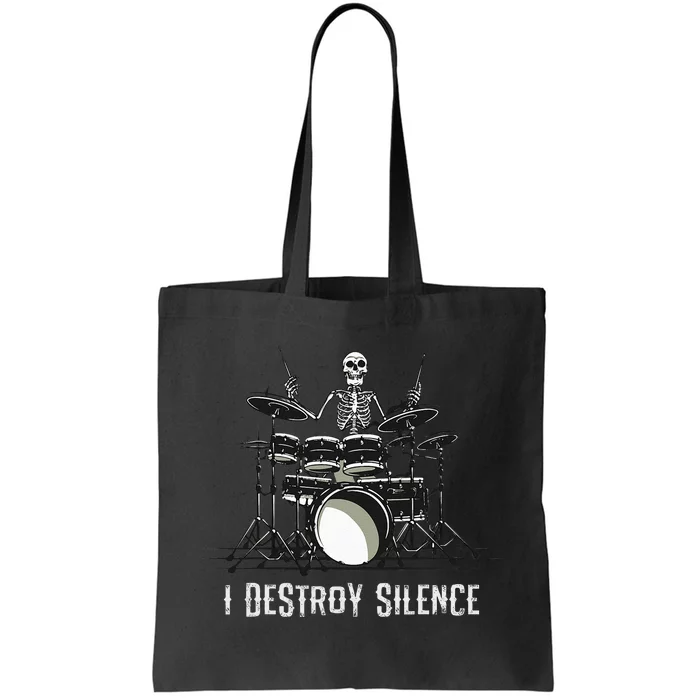 Skeleton Drummer Skull Drum Set Metal Rock Band Tote Bag