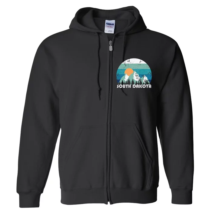 South Dakota State Retro Vintage Full Zip Hoodie