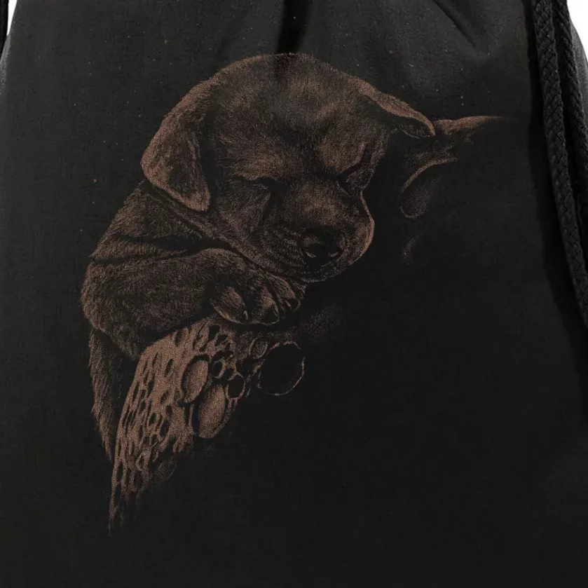 Sweet Dog Sleeping On Moon Drawstring Bag