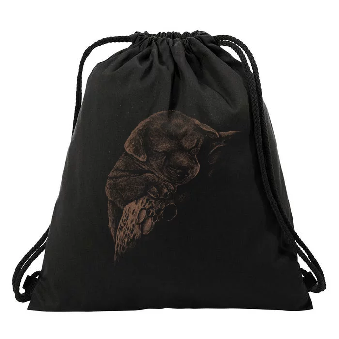 Sweet Dog Sleeping On Moon Drawstring Bag