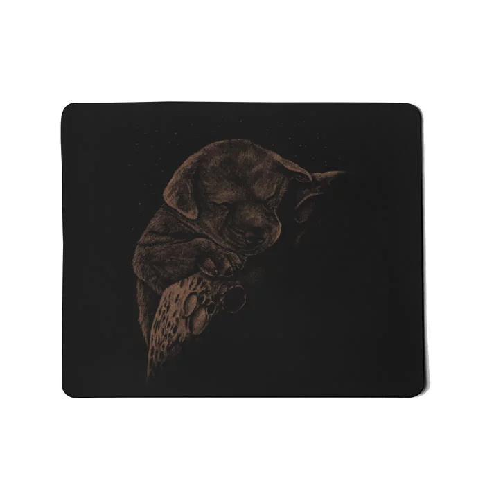 Sweet Dog Sleeping On Moon Mousepad