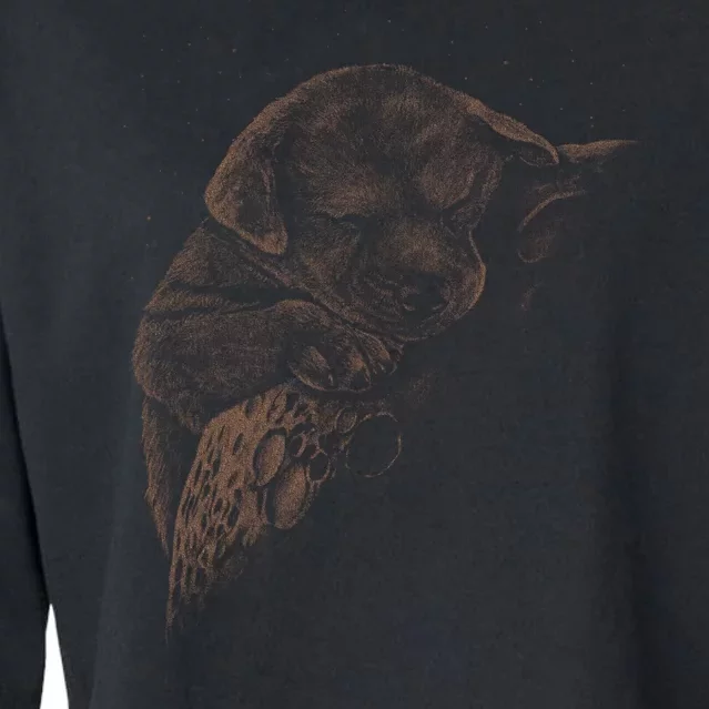 Sweet Dog Sleeping On Moon Cropped Pullover Crew