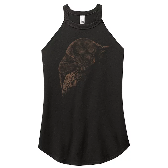 Sweet Dog Sleeping On Moon Women’s Perfect Tri Rocker Tank