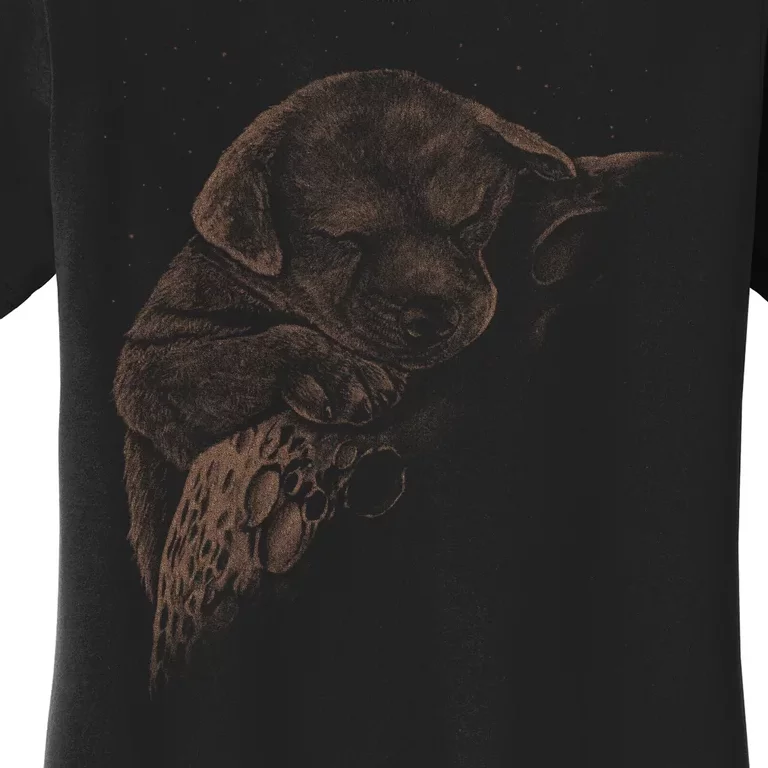 Sweet Dog Sleeping On Moon Women's T-Shirt