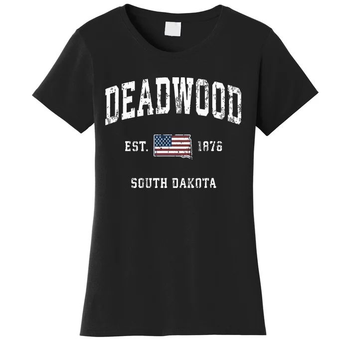 South Dakota Sd Vintage American Flag Sports Design Women's T-Shirt