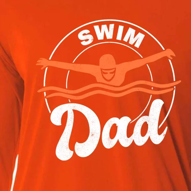 Swim Dad Swim Athlete Swimmer Father Swimming Cute Gift Cooling Performance Long Sleeve Crew