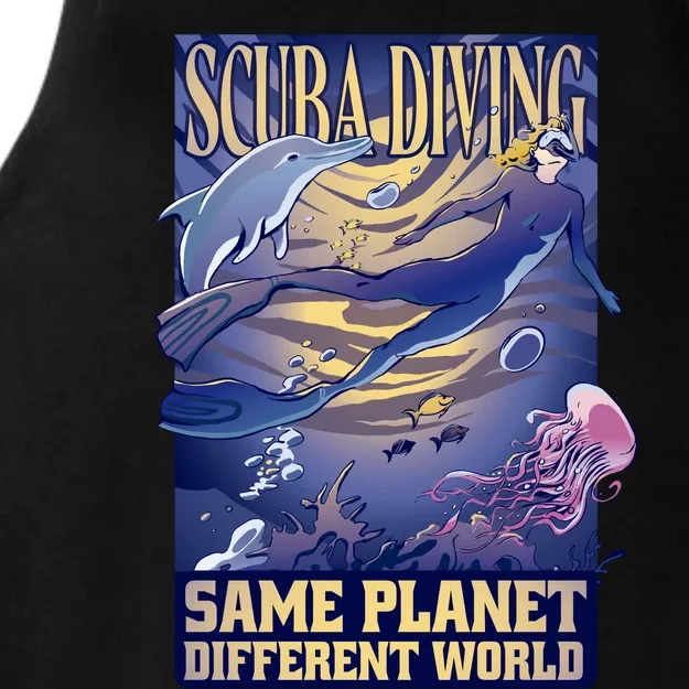 Scuba Diving Same Planet Different World Ladies Tri-Blend Wicking Tank