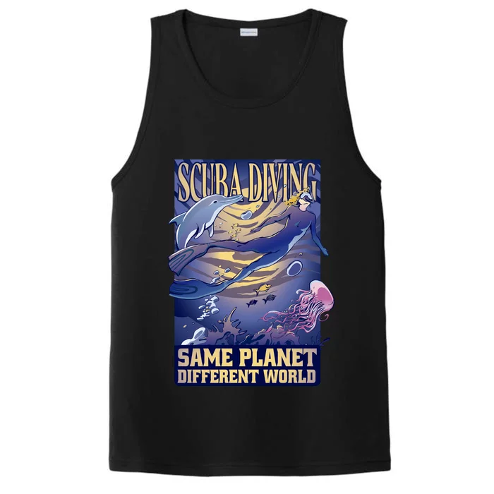 Scuba Diving Same Planet Different World Performance Tank