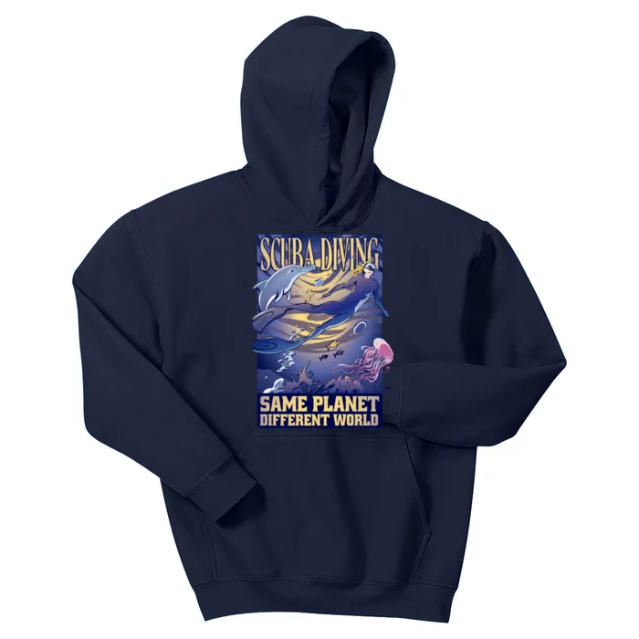 Scuba Diving Same Planet Different World Kids Hoodie