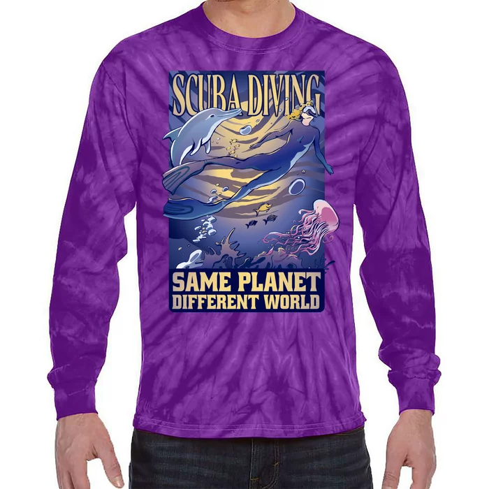 Scuba Diving Same Planet Different World Tie-Dye Long Sleeve Shirt