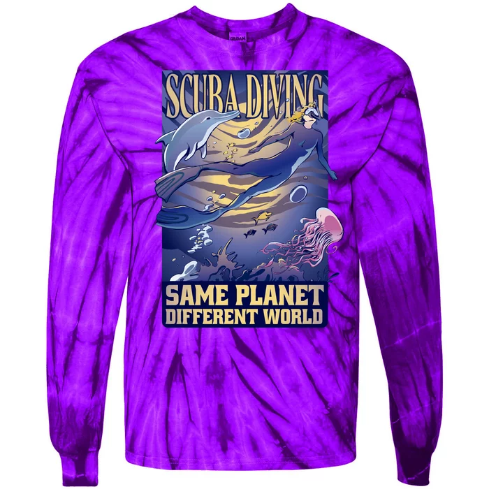 Scuba Diving Same Planet Different World Tie-Dye Long Sleeve Shirt