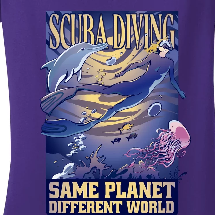 Scuba Diving Same Planet Different World Women's V-Neck T-Shirt