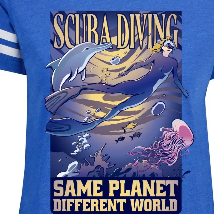 Scuba Diving Same Planet Different World Enza Ladies Jersey Football T-Shirt