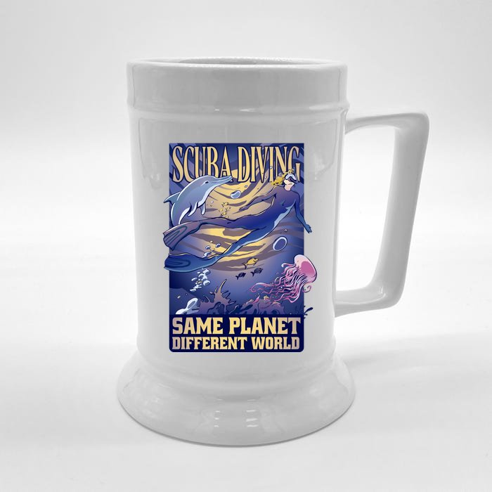 Scuba Diving Same Planet Different World Front & Back Beer Stein